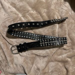 SOLD Black glossy croc studded belt